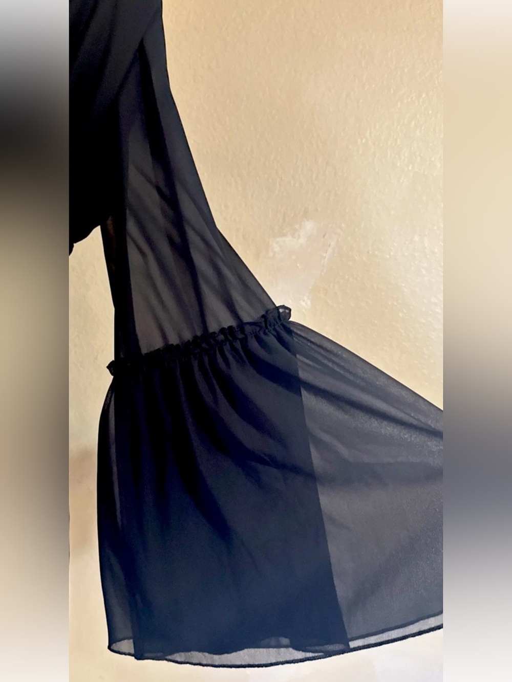 Women’s Black Plunging Neck Frill Ruffle Hem Chiffon Dress Size XL - Picture 16 of 16